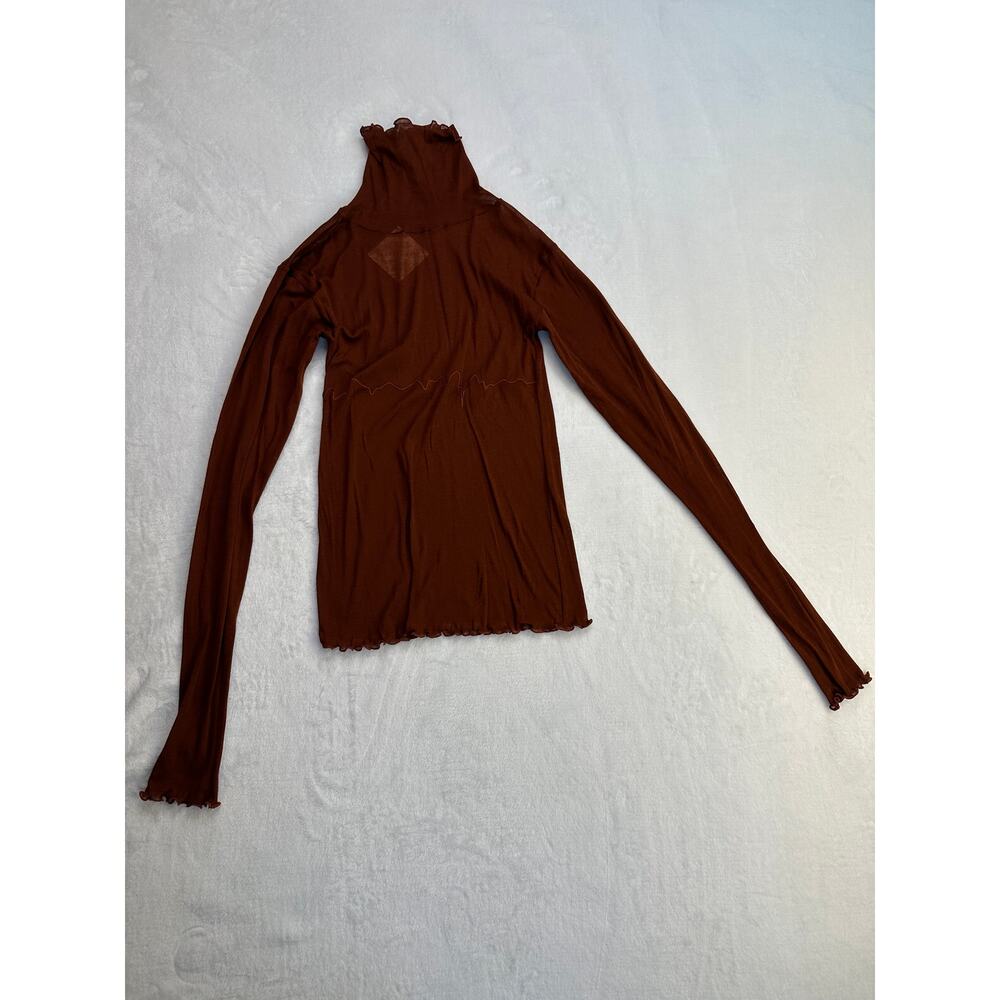Baserange Tabbys Star Long Sleeve Turtleneck Tee Shirt Medium Burned Pomegranate - Picture 15 of 16
